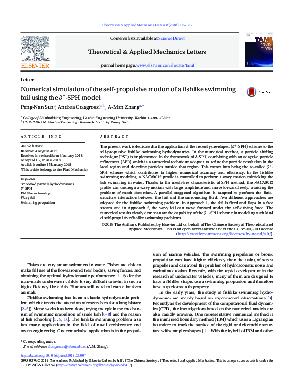 (PDF) Numerical simulation of the self-propulsive motion of a fishlike ...