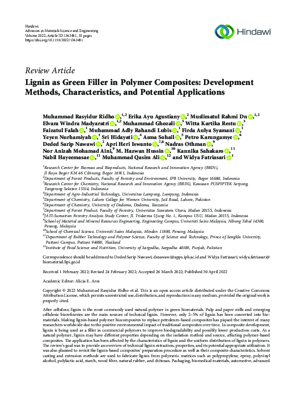 (PDF) Lignin as Green Filler in Polymer Composites: Development Methods ...