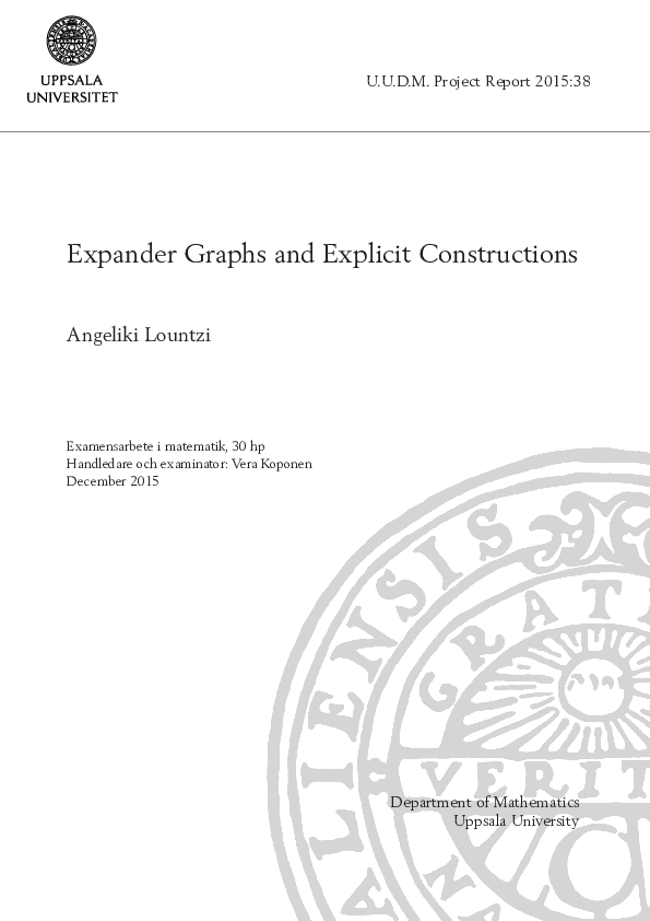 (PDF) Graphs and Explicit Constructions Aggeliki Lountzi
