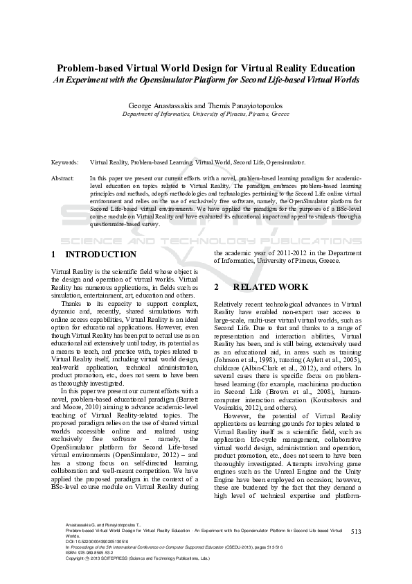 (PDF) Problem-based Virtual World Design for Virtual Reality Education ...