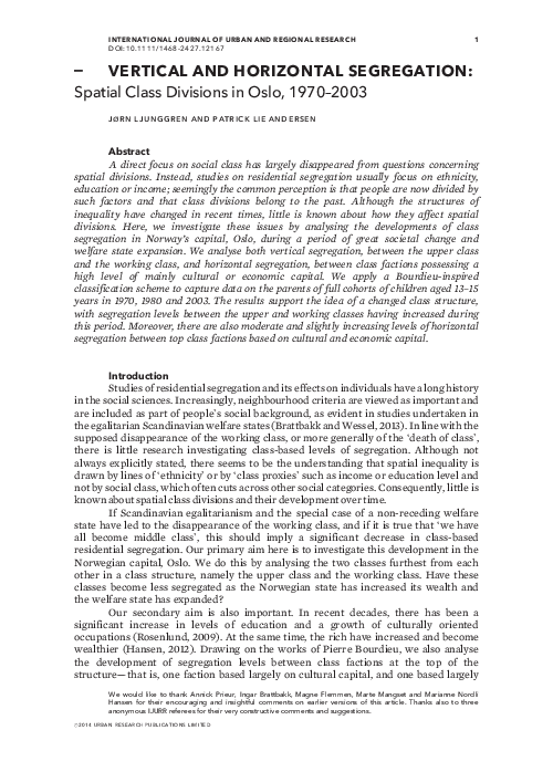 (PDF) Vertical and Horizontal Segregation Spatial Class Divisions in