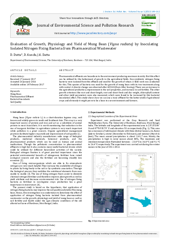 (PDF) Evaluation of Growth, Physiology and Yield of Mung Bean ( Vigna