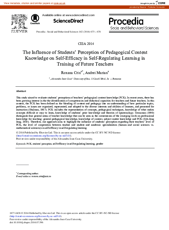 (PDF) The Influence of Students’ Perception of Pedagogical Content ...
