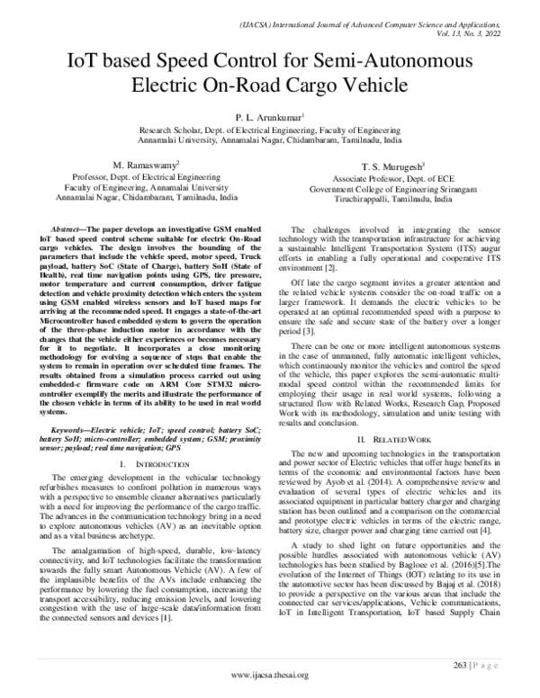 (PDF) IoT based Speed Control for Semi-Autonomous Electric On-Road ...
