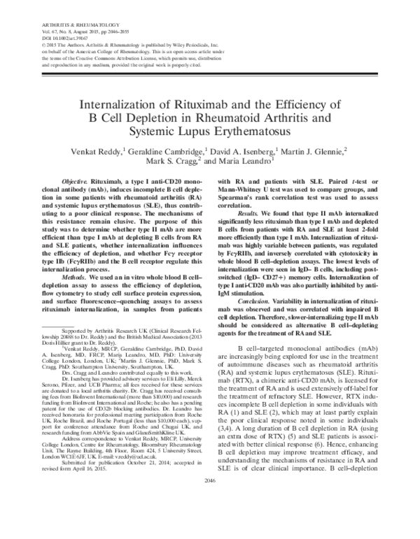 (PDF) Internalization of Rituximab and the Efficiency of B Cell ...