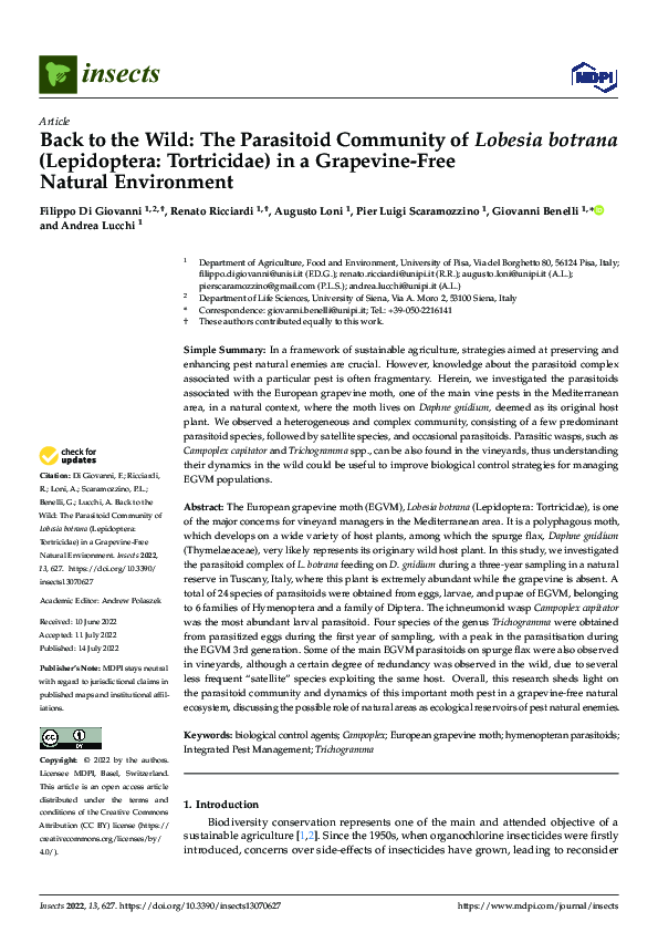 (PDF) Back to the Wild: The Parasitoid Community of Lobesia botrana ...