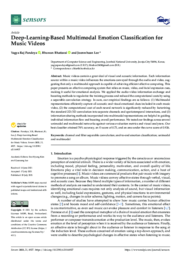 (PDF) Deep-Learning-Based Multimodal Emotion Classification for Music ...