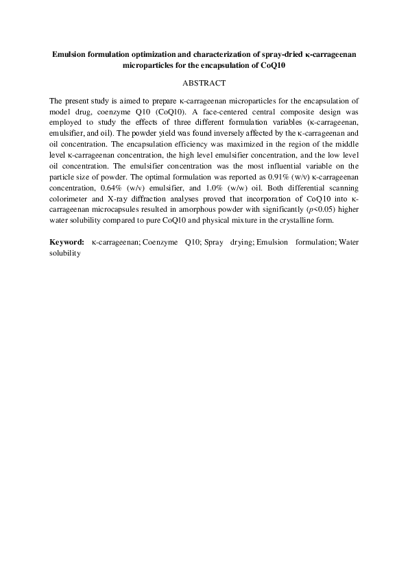 (PDF) Emulsion formulation optimization and characterization of spray ...