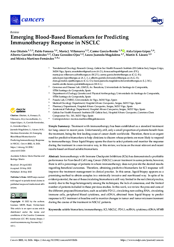 (PDF) Emerging Blood-Based Biomarkers for Predicting Immunotherapy ...