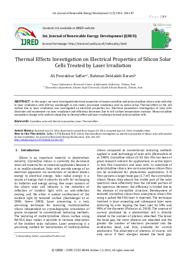 (PDF) Thermal effects investigation on electrical properties of silicon ...