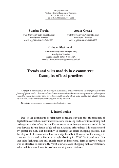 (PDF) Trends and sales models in e-commerce: Examples of best practices