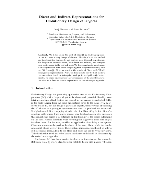 (PDF) Direct and Indirect Representations for Evolutionary Design of ...