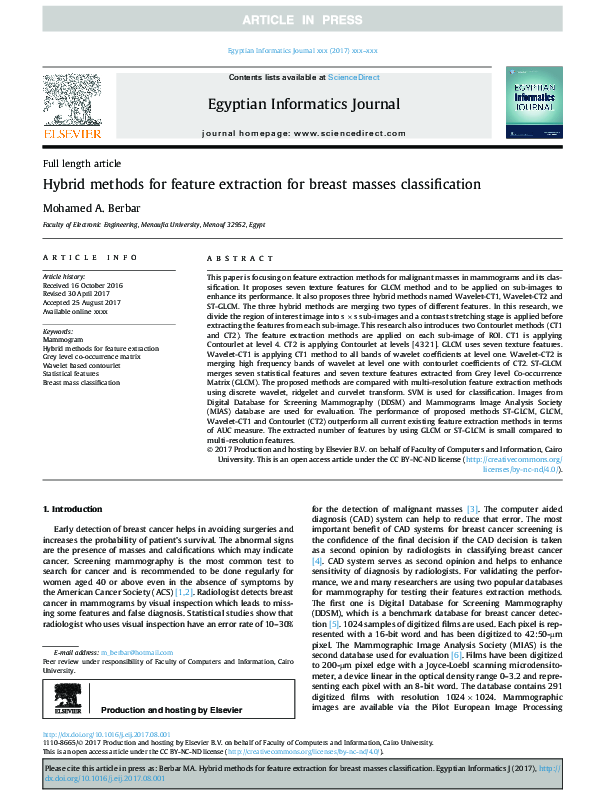 (PDF) Hybrid methods for feature extraction for breast masses ...