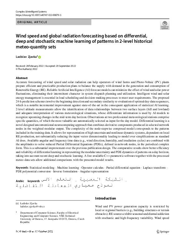 (PDF) Wind speed and global radiation forecasting based on differential ...