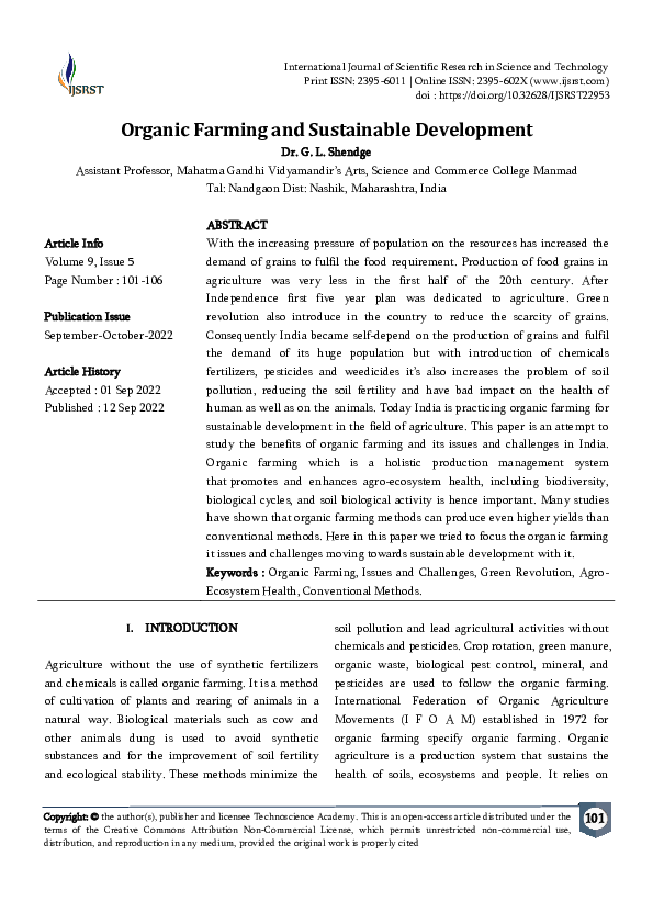 (PDF) Organic Farming and Sustainable Development