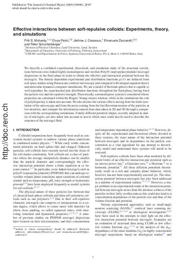 (PDF) Effective interactions between soft-repulsive colloids ...