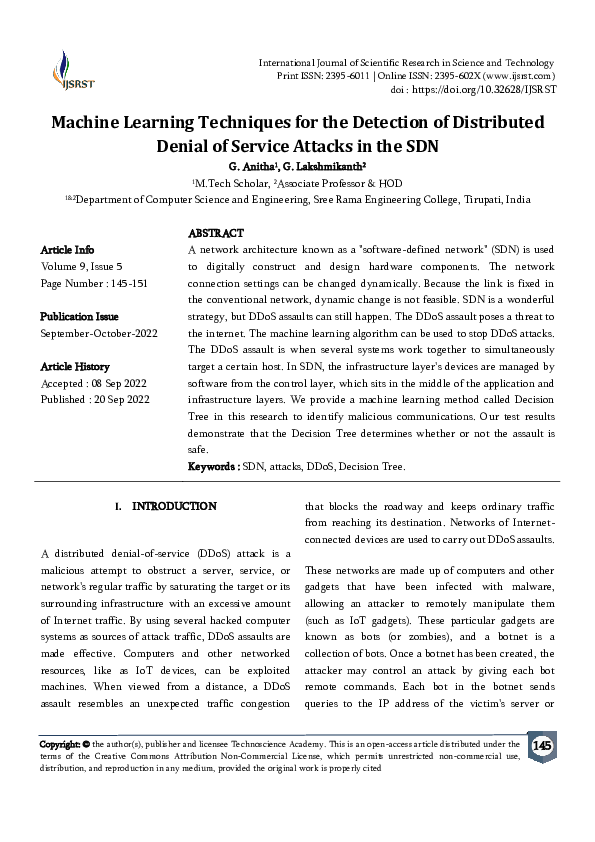 (PDF) Machine Learning Techniques for the Detection of Distributed ...