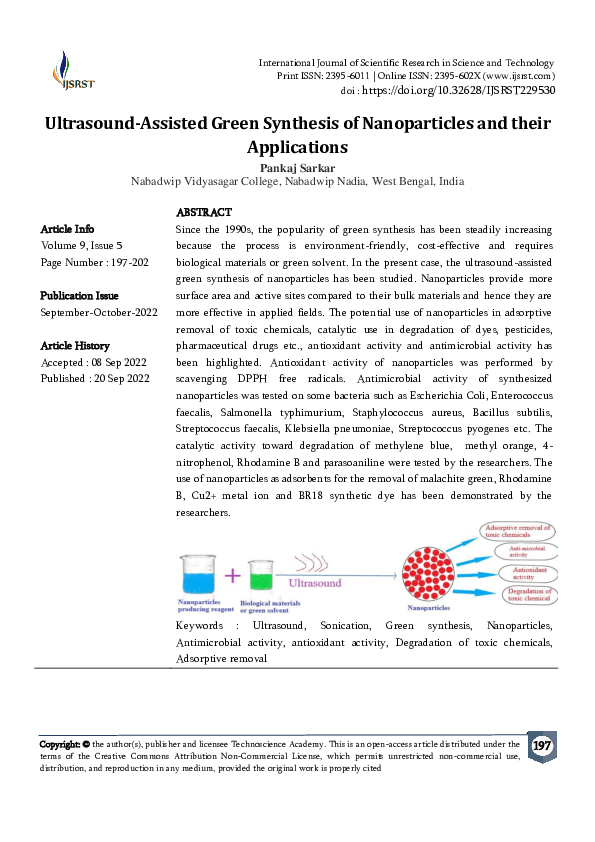 (PDF) Ultrasound-Assisted Green Synthesis of Nanoparticles and their ...