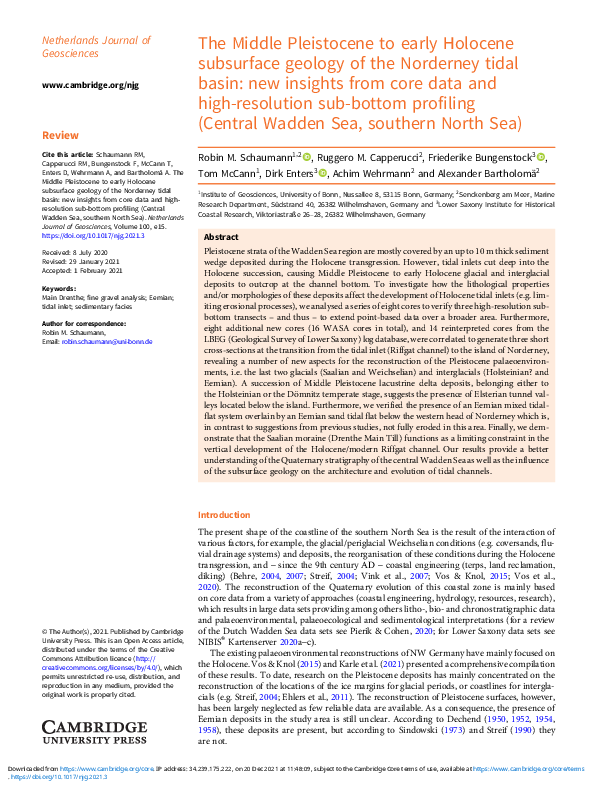 (PDF) The Middle Pleistocene to early Holocene subsurface geology of ...