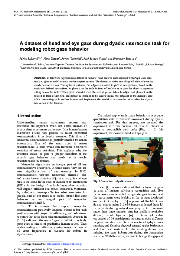 (PDF) A dataset of head and eye gaze during dyadic interaction task for ...