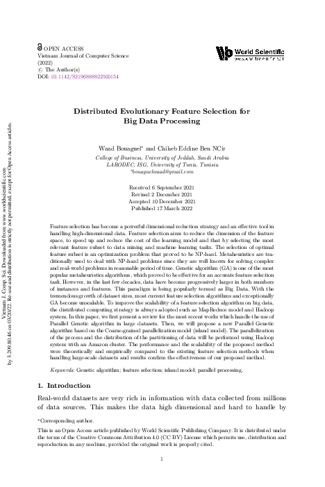 (PDF) Distributed Evolutionary Feature Selection for Big Data Processing