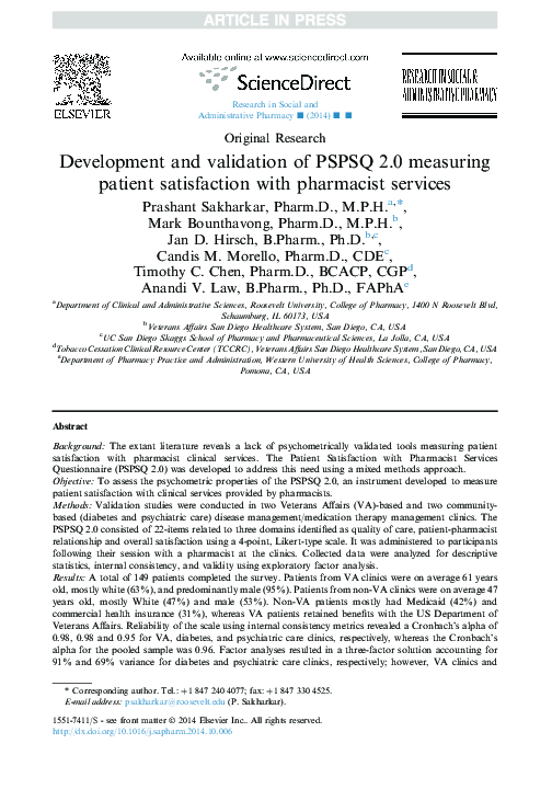 (PDF) Development and validation of PSPSQ 2.0 measuring patient ...