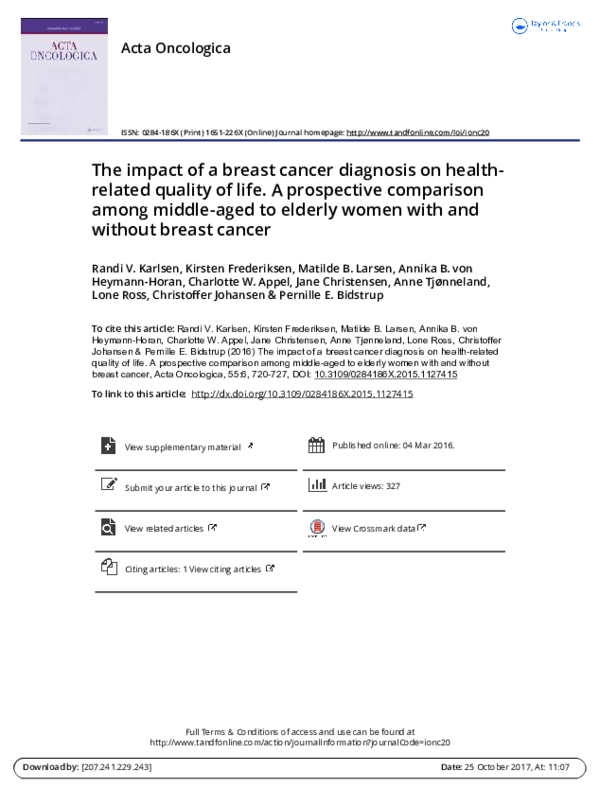 (PDF) The impact of a breast cancer diagnosis on health-related quality ...