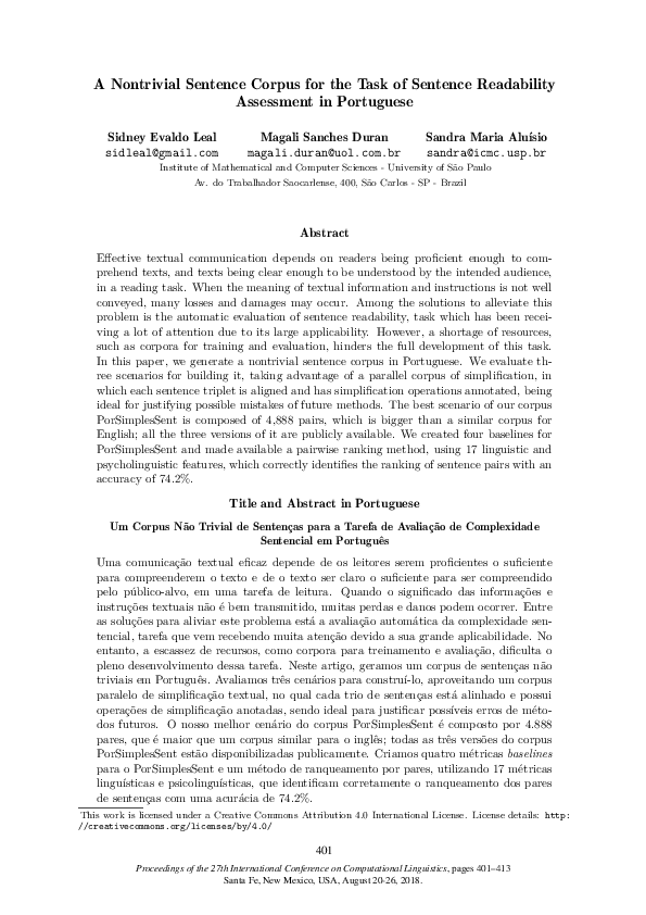 (PDF) A Nontrivial Sentence Corpus for the Task of Sentence Readability ...