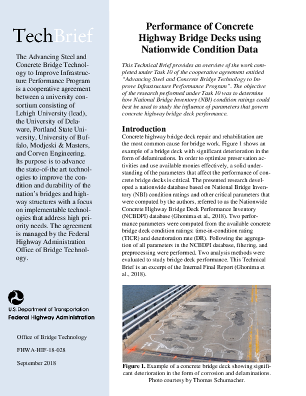 (PDF) Performance of Concrete Highway Bridge Decks using Nationwide ...