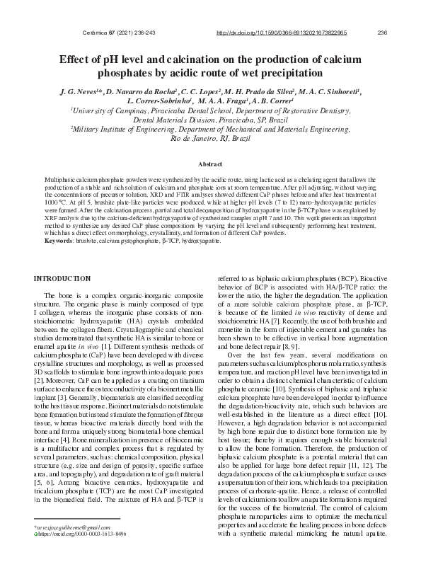 (PDF) Effect of pH level and calcination on the production of calcium ...