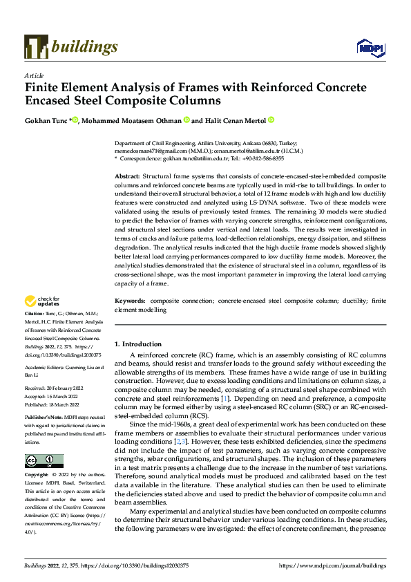 (PDF) Finite Element Analysis of Frames with Reinforced Concrete ...
