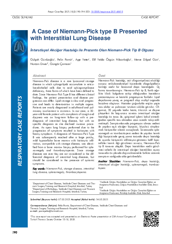 (PDF) A Case of NiemannPick type B Presented with Interstitial Lung