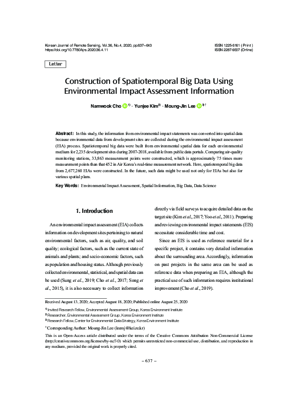 (PDF) Construction of Spatiotemporal Big Data Using Environmental ...