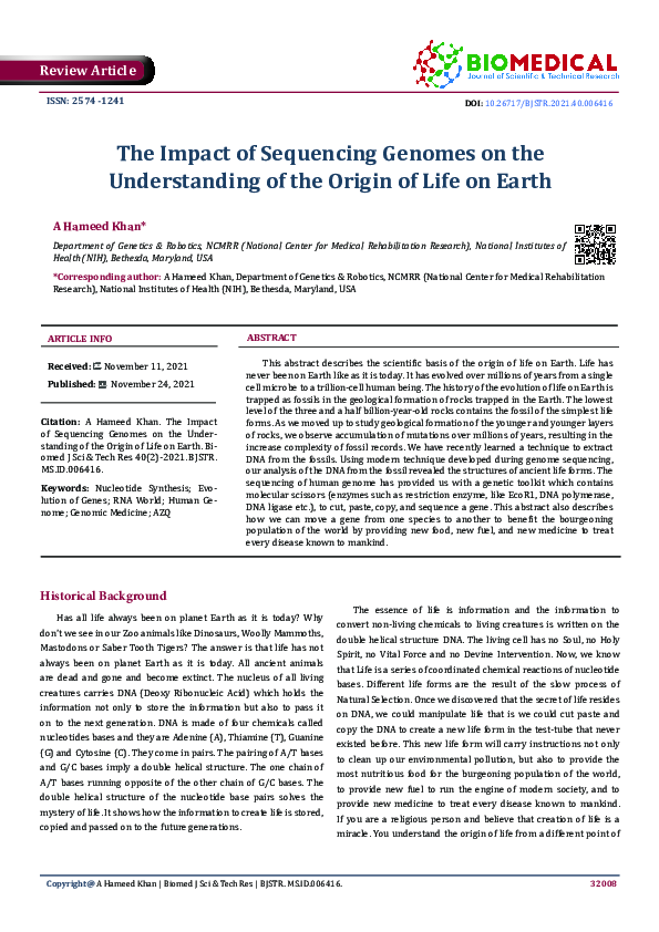 (PDF) The Impact of Sequencing Genomes on the Understanding of the ...