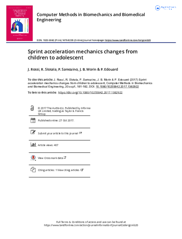 (PDF) Sprint acceleration mechanics changes from children to adolescent