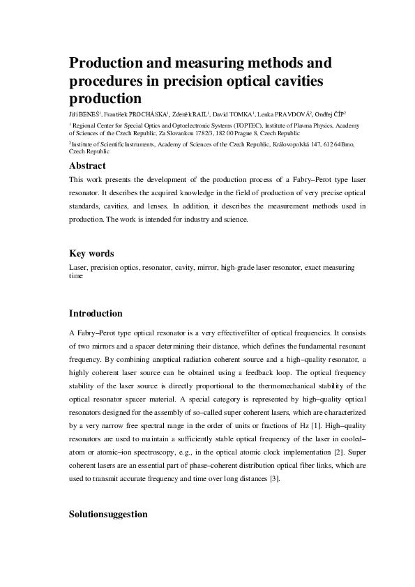 (PDF) Production and measuring methods and procedures in precision ...