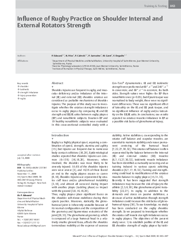 (PDF) Influence of Rugby Practice on Shoulder Internal and External ...