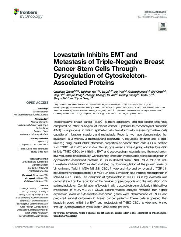 (PDF) Lovastatin Inhibits EMT and Metastasis of Triple-Negative Breast ...
