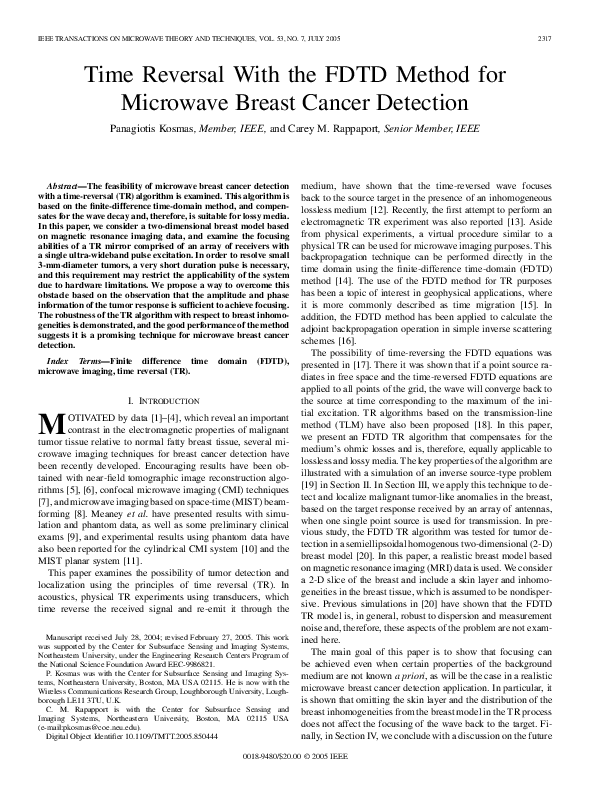 (PDF) Time reversal with the FDTD method for microwave breast cancer ...