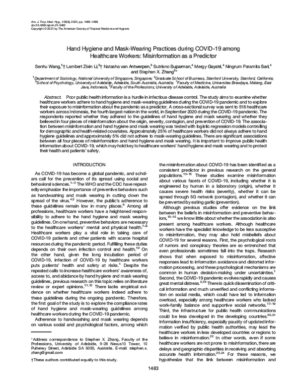 (PDF) Hand Hygiene and Mask-Wearing Practices during COVID-19 among ...
