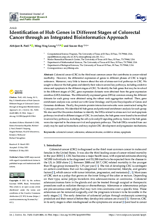 (PDF) Identification of Hub Genes in Different Stages of Colorectal ...