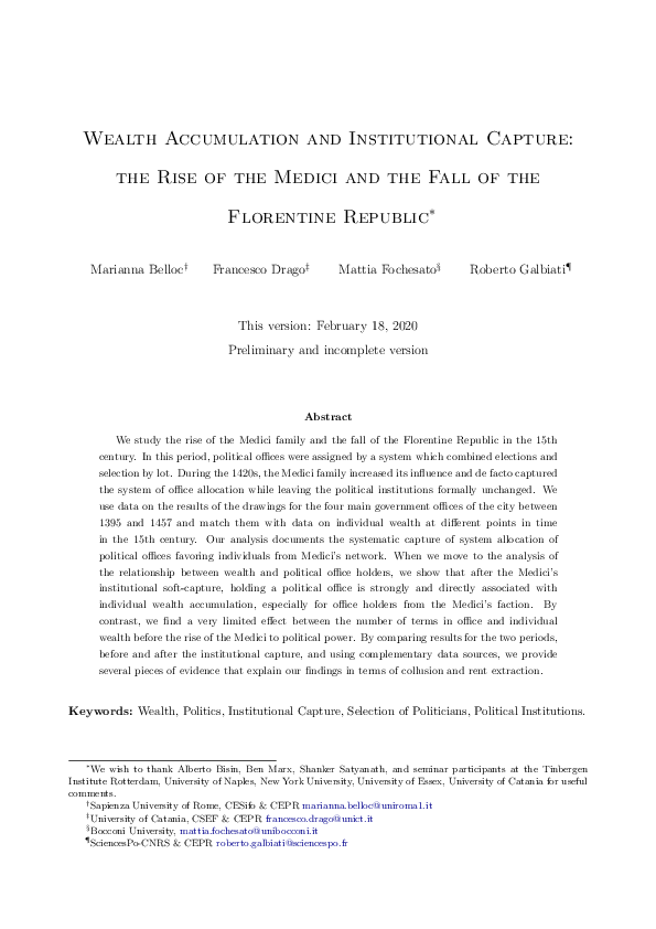 (PDF) Wealth Accumulation and Institutional Capture: the Rise of the ...