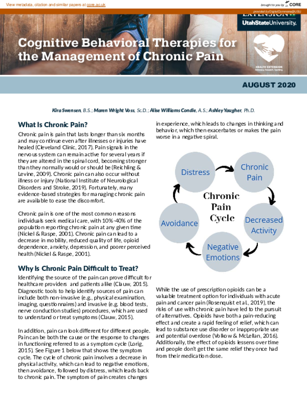 (PDF) Cognitive Behavioral Therapies for the Management of Chronic Pain