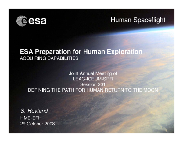 (PDF) ESA Preparation for Human Exploration