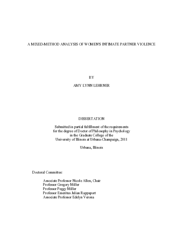 (PDF) A mixed-method analysis of women's intimate partner violence