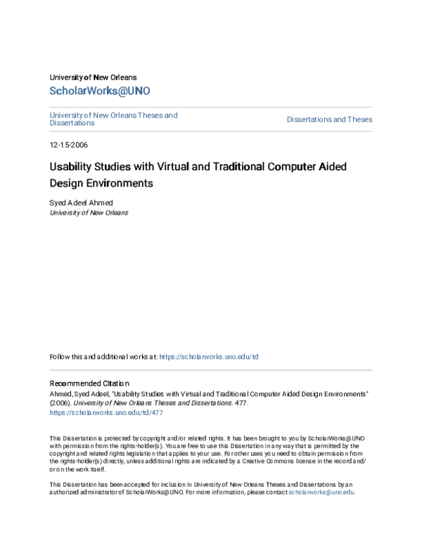(PDF) Usability studies with virtual and traditional computer aided ...