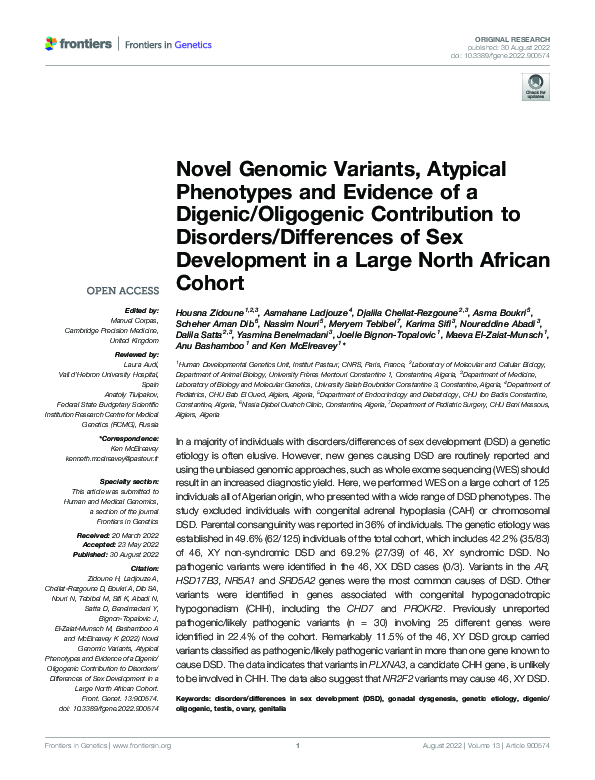 (PDF) Novel Genomic Variants, Atypical Phenotypes and Evidence of a ...