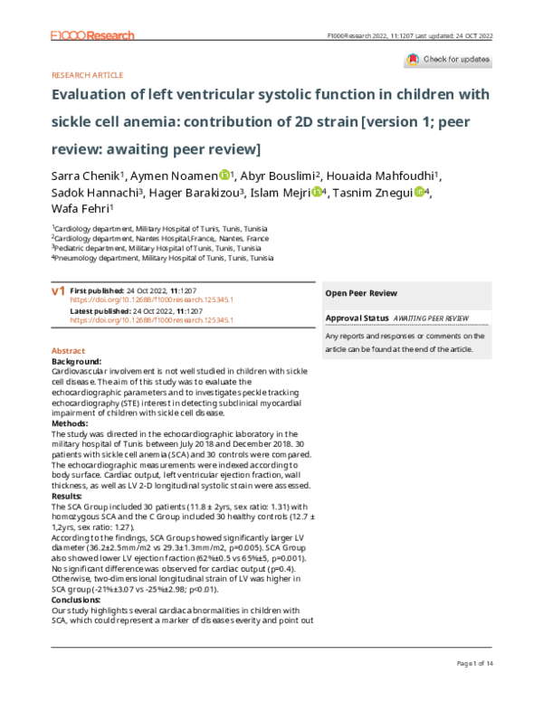 (PDF) Evaluation of left ventricular systolic function in children with ...
