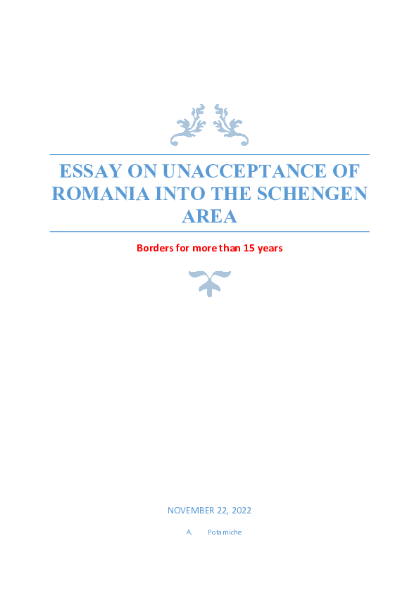 (DOC) The Unacceptance of Romania in Schengen Area