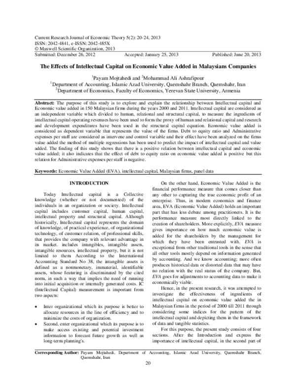 (PDF) The Effects of Intellectual Capital on Economic Value Added in ...